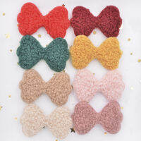 Wholesale 40Pcs 6CM Teddy Plush Padded Patches Soft Bow Tie Appliques for DIY Headband Child Hairband Kids Hair Bow Ornament S50