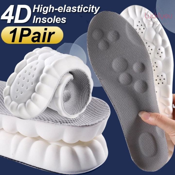 4D Orthopedic Sport Insoles Soft Breathable High-elasticity Shock ...