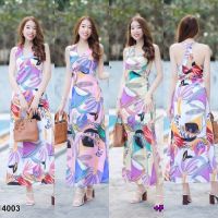 0014003 Maxi Dress เดรสยาว คล้องคอไขว้หลัง