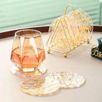 【CW】❦  Gold Foil Coaster Insulation Table Anti-skid Cup Holder Mug Mats