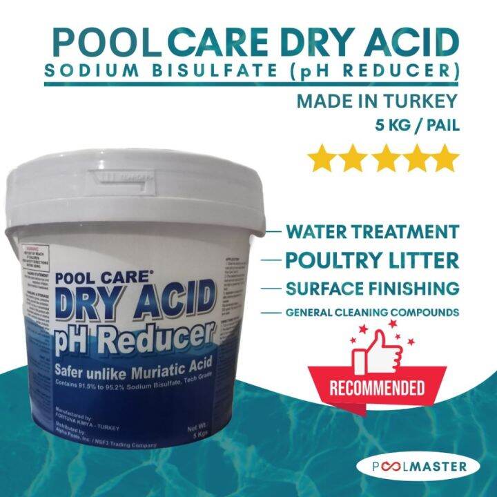 Pool Care Dry Acid pH Reducer for Swimming Pools Sodium Bisulfate 5kg ...