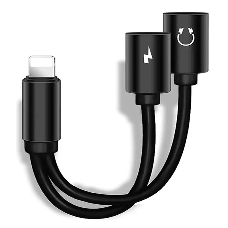 for iPhone Adapter & Splitter, 2 in 1 Dual Lightning Headphone Jack AUX  Audio and Charge Adaptor Dongle Cable Compatible for iPhone  12/11/Xs/XR/X/8/7/Pro Max 