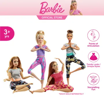 Barbie Made to Move Doll with 22 Joints, Dark Hair, Floral Yoga