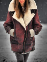 2023ฤดูหนาว Plush Warm Women S Coat Deerskin กำมะหยี่เสื้อแจ็คเก็ตสีทึบเสื้อแขนยาวแจ็คเก็ตสำหรับผู้หญิง