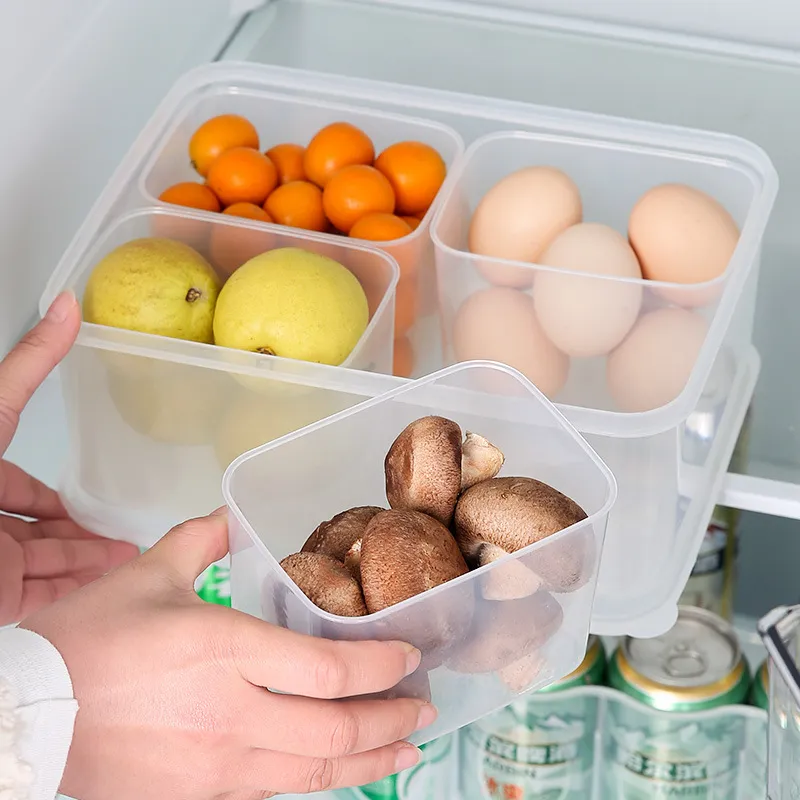 Refrigerator Storage Box 4 Compartment Food Vegetable and Fruit