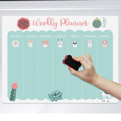 Magnetic Weekly Monthly Planner Calendar Schedule Magnetic Dry Erase Board Erasable Marker Message Drawing Fridge Magnet Sticker