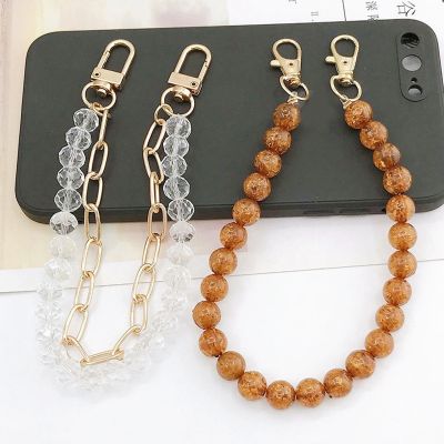 Short Bags Handle Purse Chain Mobile Phone Belts Transparent Crystal Beads Pendant Chains Women Bags Belt Women Bag Accessories