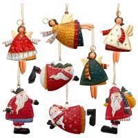 8 Pieces Metal Christmas Tree Ornaments Set Tin Santa Angel Decorations Santa Angel Ornaments for Christmas Favors