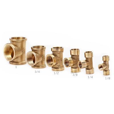 Tee Type Brass Pipe Fitting Adapter Coupler Connector For Water Fuel Gas 1/8 quot; 1/4 quot; 3/8 quot; 1/2 quot; 3/4 quot; 1 quot;BSP Female Thread 3 Way