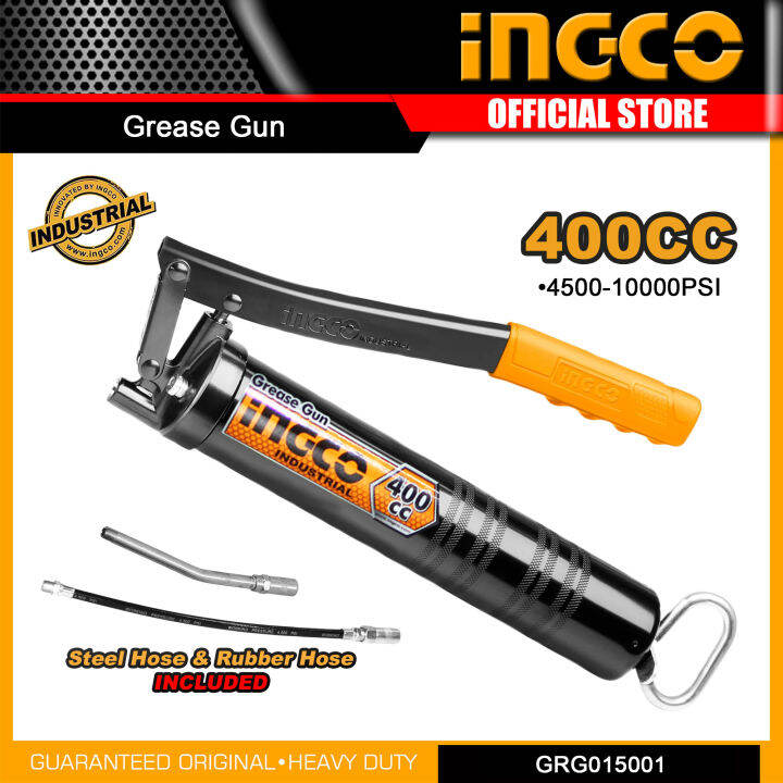 INGCO Steel Tube Grease Gun 400CC Aluminum Cast Metallic Bend Spout