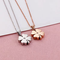 Four-Leaf Clover สร้อยคอจี้สำหรับผู้หญิงแฟชั่นสแตนเลสสีเงินทอง Choker เครื่องประดับ Accessories