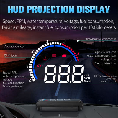 WIIYII Car HUD M13 OBD Gauge Display Windshield Projector Temperature Display Car Electronics Overspeed Warning System