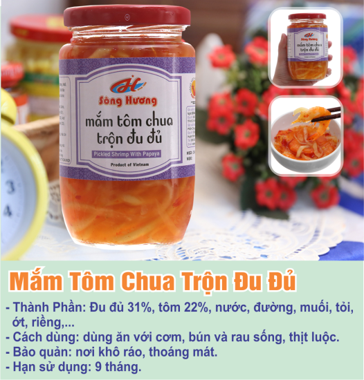 Mắm tôm chua trộn đu đủ sông hương foods hũ 430g - ăn kèm cơm , bún , phở - ảnh sản phẩm 6