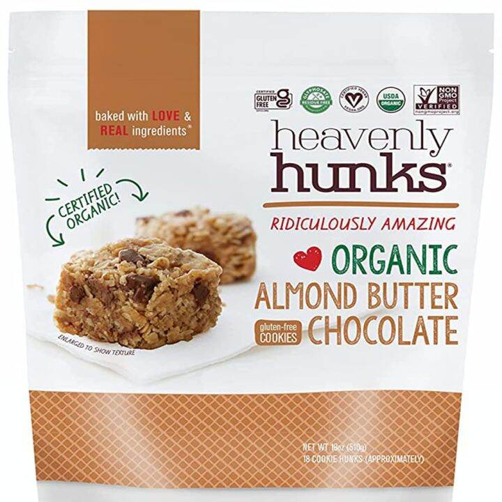 Heavenly Hunks Organic Almond Butter, Oatmeal Dark Chocolate, 18 oz Bag ...