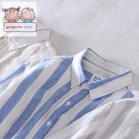 ร้อน, ร้อน★Summer thin kind of young man Korean spring cotton short sleeve shirt male leisure long-sleeved wide stripe colours half sleeve shirt