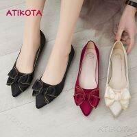 44Atikota Ladies New Bow Flats Shallow Mouth Casual Pointed Shoes Women