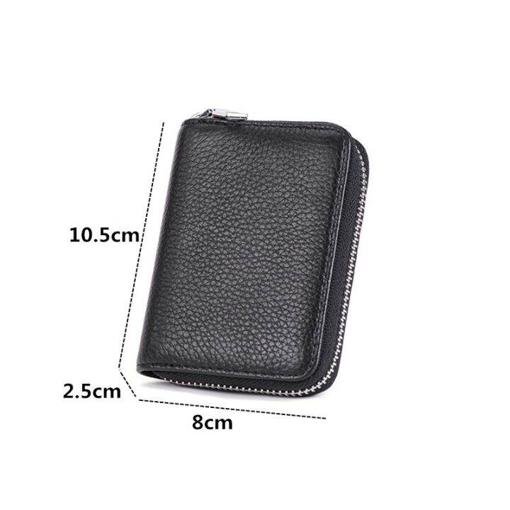 purdored-1-pc-men-business-card-holder-genuine-leather-credit-card-holder-women-zipper-pocket-unisex-card-case-zipper-coin-purse