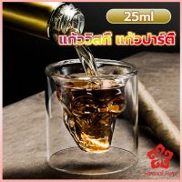 แก้วดับเบิ้ลวอลล์ ทรงหัวกระโหลก  แก้วช็อต  ดีไซน์สวย 25ml Skeleton Cup