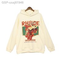 สไตล์ตามท้องถนน2023 Rhude Impressão Do Logotipo Hoodie Das Mulheres Dos Homens อะนิเมะฮาราจูกุ Vetements Digitais Pesado Tecido เสื้อสวมศีรษะ