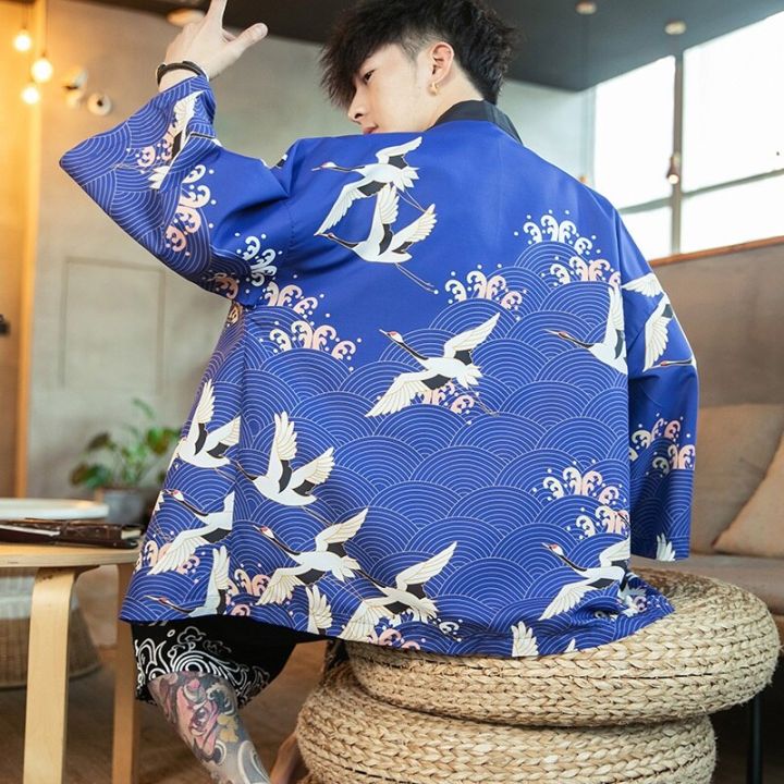 ชุดกิโมโนชายเสื้อผ้าซามูไรเสื้อจากญี่ปุ่นญี่ปุ่นเสื้อคาร์ดิแกน-kimono-ยูกาตะผู้ชายฮาโอริโอบิ-ff001เสื้อคอสตูม