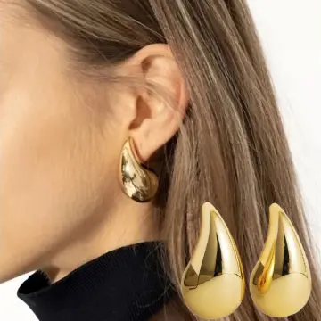 Chunky Gold Hoop Earrings for Women, Lightweight Waterdrop Hollow