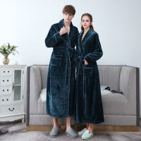 Autumn Winter Bath Robe Dressing Gown Men Warm Thick Flannel Long Bathrobe Plus Size Mens Cozy Robes Kimono Sleepwear Home Wear