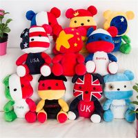 【CW】New Cute Plush Doll Football Game Flag Print Funny Creative Bear Shape Throw Pillow Stuffed Soft Toy Party Supplies Hot Sale