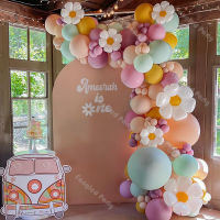 128pcs Matte มะนาวสีชมพู 2 Groovy บอลลูน Arch Boho ห้องอาบน้ำเจ้าสาว Daisy ฉากหลังเพศเปิดเผย Decor วันเกิด Party Favors-Fenpier