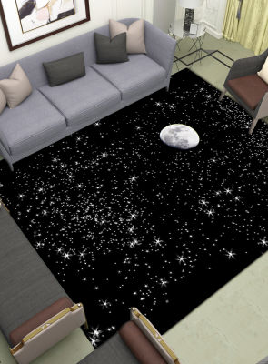 Bright Stars Moon Area Rugs Anti Slip Night Scene Floor Mats Large Home Doormat Living Room Bedroom Bathroom Decor Print Carpet