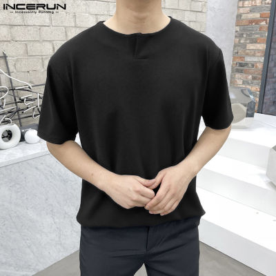 INCERUN ผู้ชายแขนสั้น V คอลำลองเสื้อแบบนักพายเรือ Fit เสื้อเสื้อ (Clearance Sale)