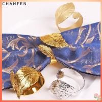 CHANFEN โรงแรมรูปใบไม้แกดเจ็ตสำหรับครัวทำมือที่แขวนผ้าขนหนูเครื่องประดับโต๊ะห่วงผ้าเช็ดปากห่วงรัดผ้าเช็ดปาก4ชิ้น