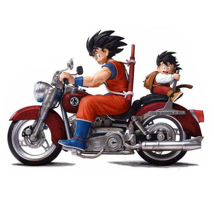 zzooi-15cm-dragon-ball-action-figure-gk-motorcycle-son-goku-and-son-gohan-figure-pvc-haulage-motor-father-and-son-collection-model-toy