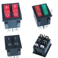 10PCS/Lot KCD4 Rocker Boat Switch 6Pin/6P 2 Position ON-OFF Two-Way 16A/250VAC Green/Red