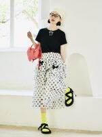 imakokoni original 2022 summer polka dot bow skirt A-line women 39;s clothing Elastic Waist Panel Bow Skirt For Women