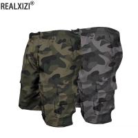 Mens Camouflage Cargo Shorts Casual Loose Work Tooling Shorts Summer Males Outdoor Knee Length Short Pants