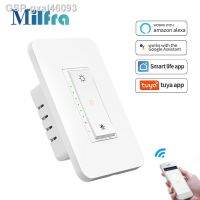 Gxal46093หรี่แสง Milfra Tuya WiFi 3ทางสวิตช์หรี่ไฟปุ่มเดียวรีโมทควบคุมด้วยเสียงทำงานร่วมกับ Alexa Home