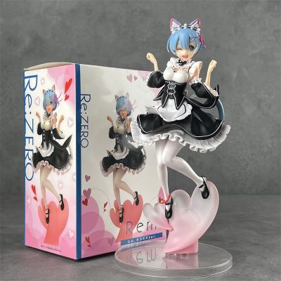 Re ZERO เริ่มต้นชีวิตในอีกโลกหนึ่ง REM nekomimi ver. รูปพีวีซีคอลเลกชันฉากอะนิเมะของเล่นรุ่น B rinquedos ตัวเลขของขวัญ