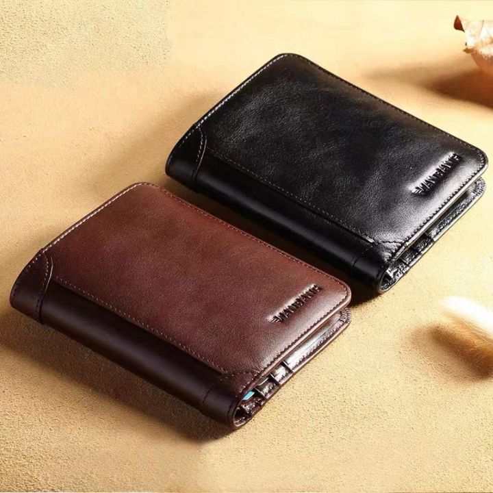 top-dompet-lelaki-anti-rfid-card-holder-genuine-leather-wallet-men-original-fashion-short-vertical-trifold-wallet-for-men-black-coffee-color
