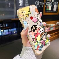 Chenyyka เคส M01s A10s A10กาแล็กซี่แฟชั่นอินเทรนด์เคสโทรศัพท์ชุบหรูหราดีไซน์ใหม่ลายขอบสี่เหลี่ยมคลุมทั้งหมดเลนส์กล้องถ่ายรูปป้องกันเคสกันกระแทกเคสนิ่ม