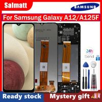 Salmatt ต้นฉบับ6.5นิ้ว A12จอ LCD สำหรับ Samsung Galaxy IPS A125F SM-A125F หน้าจอสัมผัส LCD ชิ้นส่วนประกอบดิจิตอลที่มีกรอบกลางสำหรับ Samsung Galaxy A12 A125หน้าจอ LCD