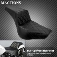 Motorcycle Black Driver Passenger Two-up Seat For Harley Softail Street Bob FXBB Heritage Classic Slim 2018 19 2020 2021 2022