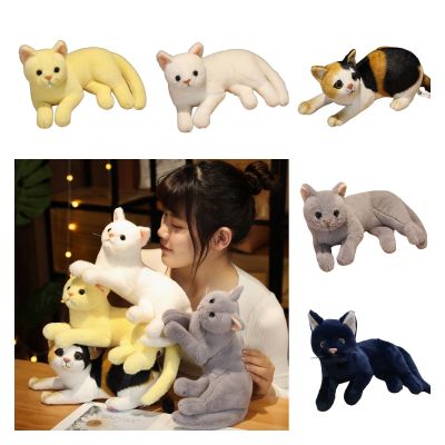 Simulation Cat Plush Doll Soft Stuffed Animal Pure Color Toy Pet Decor Gift Home