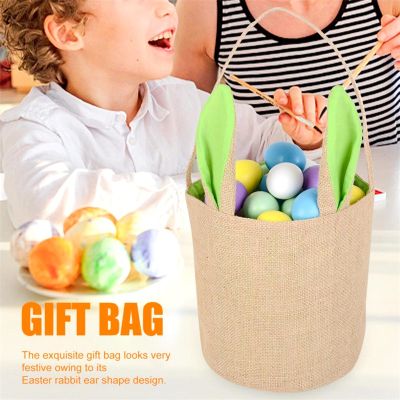 Package Ear Gift For Bags Basket Bag Goodie Snack Rabbit Easter Party Portable Jute Round