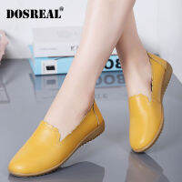 DOSREALรองเท้าหนังส้นเตี้ยผู้หญิงสไตล์เกาหลีผู้หญิงรองเท้าสีขาวFlats Soft Sole Loafersผู้หญิงรองเท้ารองเท้าโบ๊ทสตรีขนาดใหญ่41