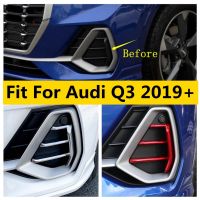 Car Front Fog Light Lamp Frame Decoration Cover Trim For Audi Q3 2019 - 2022 ABS Chrome / Red Accessories Exterior Kit