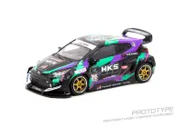 Tarmac Works 1:64 HKS นักแสดงแข่งรถ GR YARIS Black Die-Cast โมเดลรถยนต์คอลเลกชันขนาดเล็ก