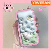 YIWESAN เคสสำหรับ iPhone 6 Plus 6S Plus 7 Plus 8 Plus เคส3D รูปกระต่ายดอกไม้สีสันสดใสนิ่มสำหรับเลนส์กล้องมอนสเตอร์ตัวกันกระแทกแบบใสเคสมือถือป้องกันซิลิโคนเรียบง่ายเคสความคิดสร้างสรรค์โปร่งใส