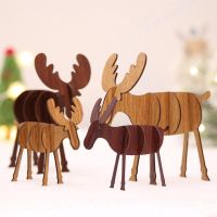 Wood Christmas Elk Deer Ornaments Xmas Tree Hanging Decoration Pendant Gift