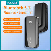 Romoss Audio Transmitter &amp; Receiver Bluetooth V5.1 NFC Handsfree Wireless Car Kit TF Card 3.5mm AUX for PC Headphones