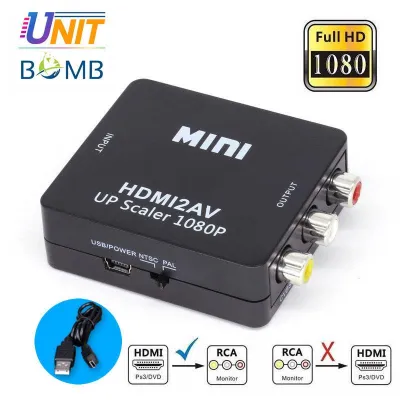 UNITBOMB ตัวแปลงสัญญาณ HDMI to AV Converter (1080P) แปลงสัญญาณภาพและเสียงจาก HDMI เป็น AV พร้อมส่ง
